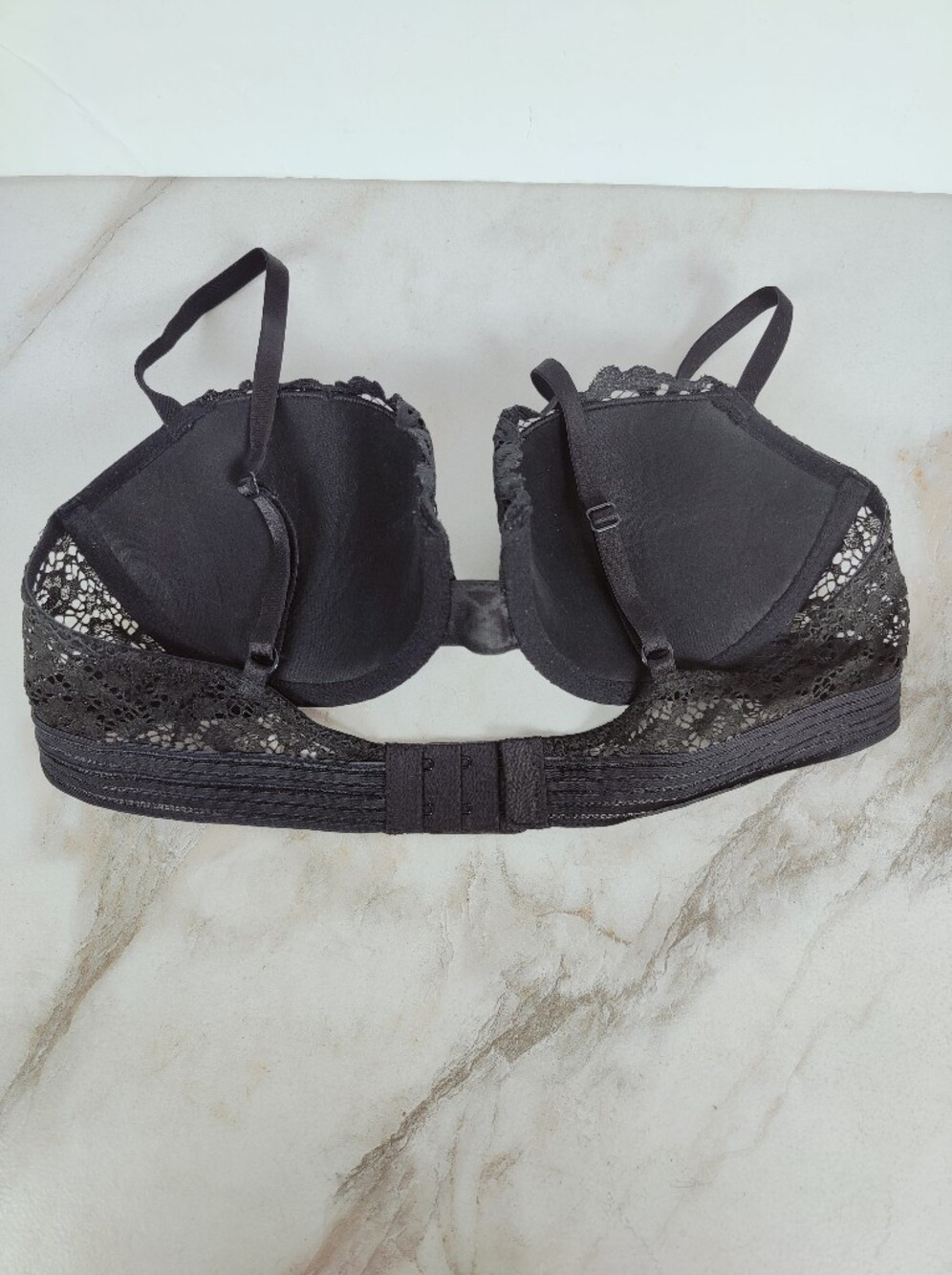 Victoria's Secret Black Lace Padded Balconette Bra, Sz 36C - Picture 7 of 10